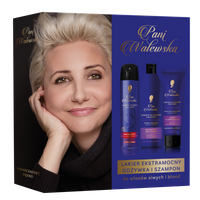 Pani Walewska Zestaw upominkowy (lakier extra mocny 250 ml + szampon 300 ml + odżywka 150 ml) włosy siwe