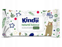 Kindii Natural Balance Chusteczki dla niemowląt i dzieci 60 sztuk