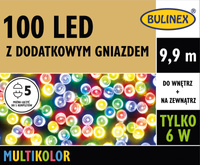 Lampki 100 LED multikolor z dodatkowym gniazdkiem i zasilaczem, 9,9M dekoracji, na zewnątrz i do wnętrz
