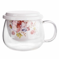 Kubek szklany 220 ml z porcelanowym zaparzaczem i pokrywką Scarlett Altom Design