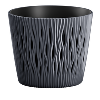 Doniczka Prosperplast Sandy Round , śr. 19 cm,  antracyt,  z wkładem