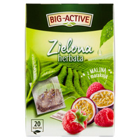 Big-Active Zielona herbata z maliną i marakują 34 g (20 x 1,7 g)