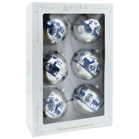 Vitbis Bombka szklana 80mm/6 szt. dekor srebrne