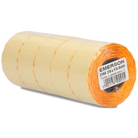 Etykieta do metkownic D M dwurzędowa pomarańczowa 26x16mm, nawój 600, zgrzewka 5 rolek