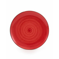 Talerz porcelanowy płytki Ole 27,5cm Joy czerwony + obwódka szara