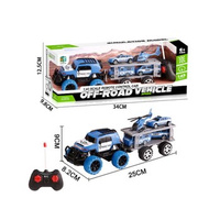 Auto na radio SWAT na dużych kołach z przyczepą