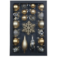 Zestaw 25 sztuk tradycyjnych ozdób choinkowych złote -RXL387