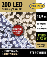 Lampki zmieniające kolor 200 LED biały zimny lub biały ciepły, z zasilaczem