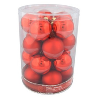 Bombka szklana gładka 60mm/20 szt czerwona, tuba