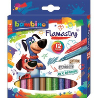 Moje Bambino Flamastry 12 kolorów (10 kolorów brokatowych, 1 złoty, 1 srebrny)