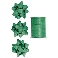 Zestaw do pakowania prezentów INCOOD wstążka i rozetki brokat zielony