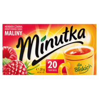 Minutka Herbata czarna aromatyzowana o smaku maliny 28 g (20 torebek)