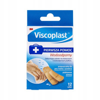 VISCOPLAST WODOODPORNY  Zestaw zawierający plastry z opatrunkiem na folii polietylenowej z mikroperforacją, opakowanie 12 sztuk