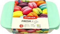Zestaw pojemników prostokątnych Fresh&go Mix miętowy/ jasnoszary/ brzoskwiniowy 2L+1L+0,5L Curver