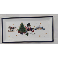 Tacka prostokątna 36x13 Cicha Noc niebieska Porcelana Bogucice