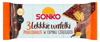 Sonko 3 Lekkkie wafelki pełnoziarniste w czekoladzie 36g