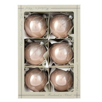 Bombka szklana dekor tradycyjny 80mm/6 szt, róż/fiolet