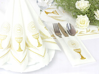 Serwetki PAW Professional pocket airlaid My First Communion gold 40 x40 cm, składane 1/8, 25 szt. w paczce