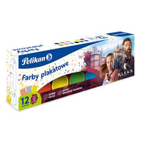 Pelikan Farby plakatowe szkolne mix kolorów KLEKS 12 szt x 20 ml