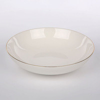 Talerzgłęboki 20cm Bella złota linia porcelana kremowa