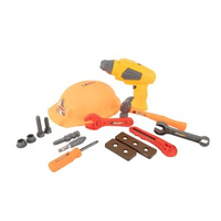 Zestaw narzędziowy z kaskiem i wiertarką na baterie