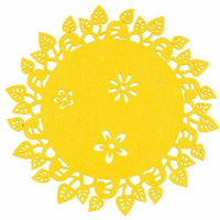 Mata filcowa okrągła śr. 30 cm dek. Liście żółta Altom Design