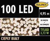 Lampki 100 LED biały ciepły z zasilaczem, 4,95M dekoracji, na zewnątrz i do wnętrz