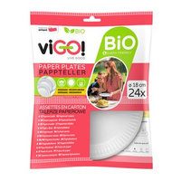 viGO! Talerze papierowe bio 18cm białe 24szt
