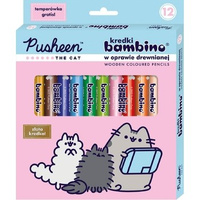 Kredki w oprawie drewnianej z nadrukiem 12 kolorów w opakowaniu kartonowym Pusheen
