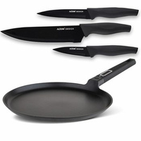 Patelnia do naleśników 28cm Valdinox Strong + komplet 3 noży kuchennych Valdinox Initio