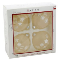 Vitbis Bombka szklana transparentna w śnieżynki 100mm 4szt.