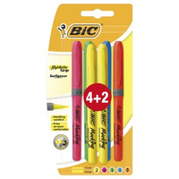 BIC Highlighter Grip zakreślacz miks kolorów blister 4+2 GRATIS