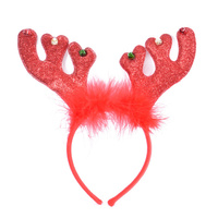 Opaska brokatowa - rogi renifera z dzwoneczkami